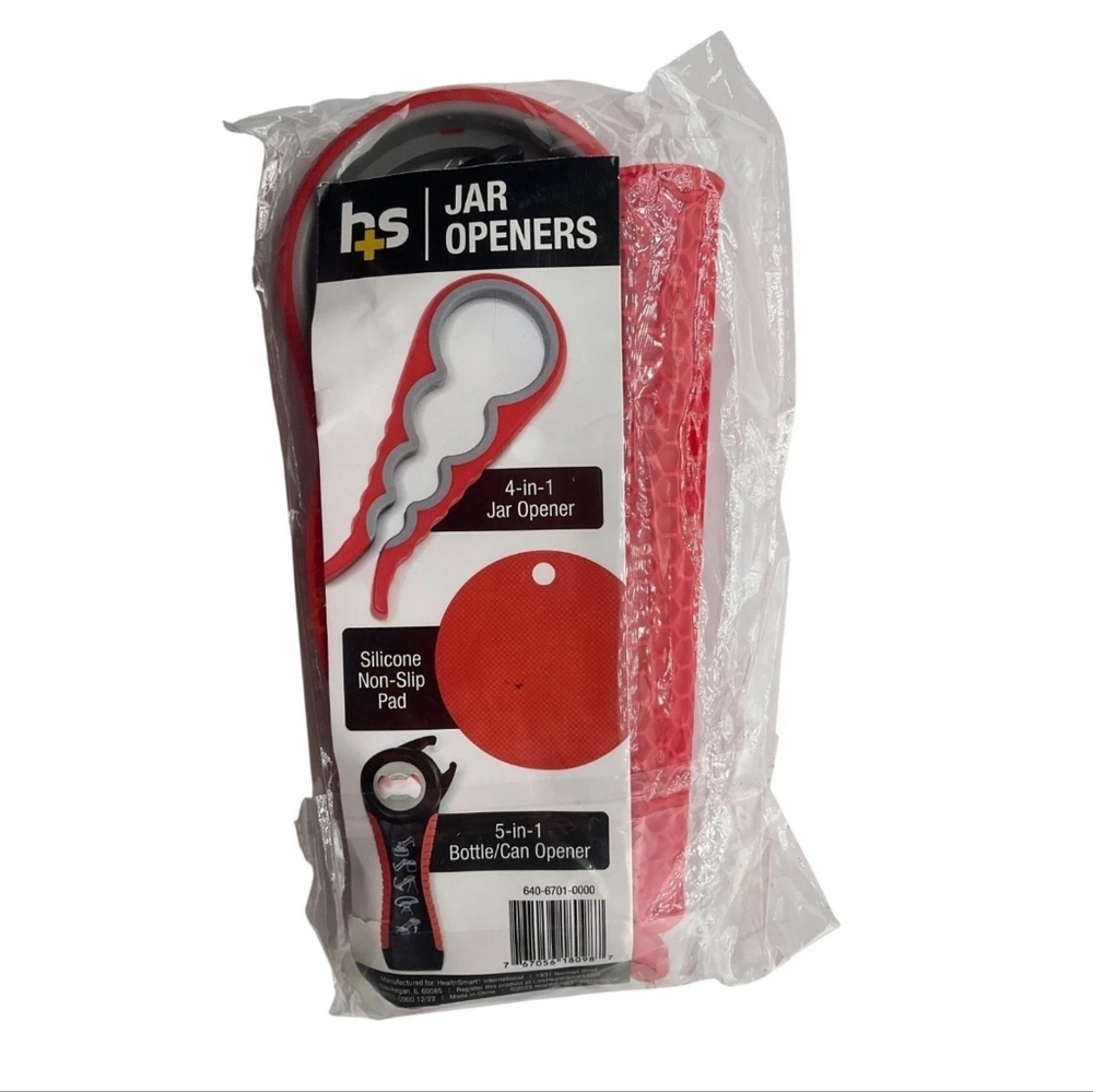 New HealthSmart 3-Piece Universal Jar Opener Silicone Non-Slip Pad